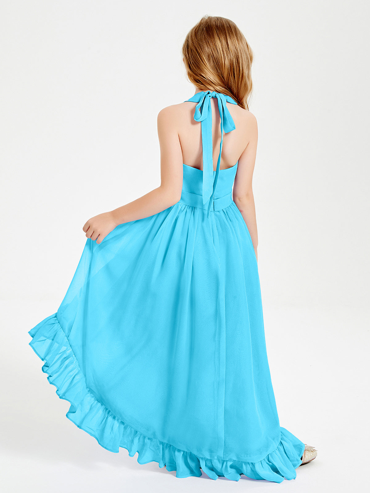 Trendy Boho Junior Bridesmaid Dresses Asymmetrical Cascading Skirt Pool